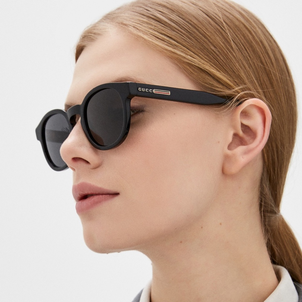 NWT GUCCI GG0825S - 001 Black Round Sunglasses - Picture 3 of 8